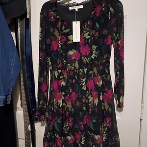 Madison & Hudson Floral Black Mini Dress